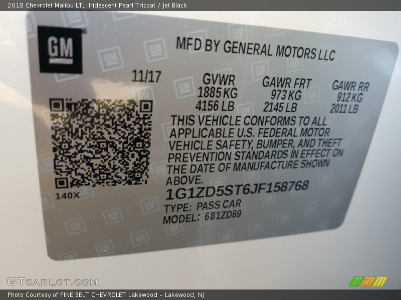 Iridescent Pearl Tricoat / Jet Black 2018 Chevrolet Malibu LT
