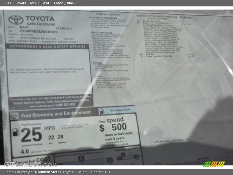 Black / Black 2018 Toyota RAV4 LE AWD