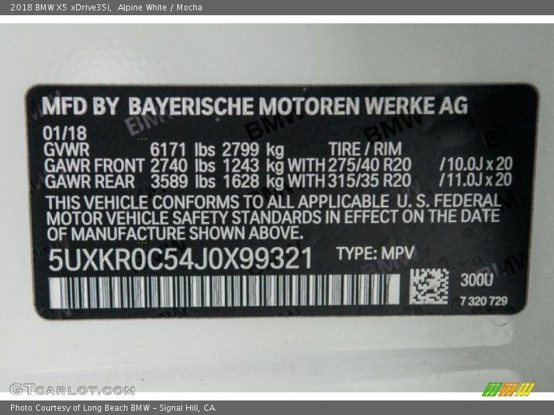 Alpine White / Mocha 2018 BMW X5 xDrive35i