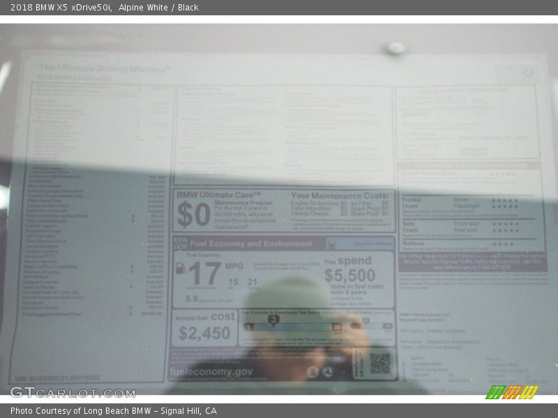 Alpine White / Black 2018 BMW X5 xDrive50i