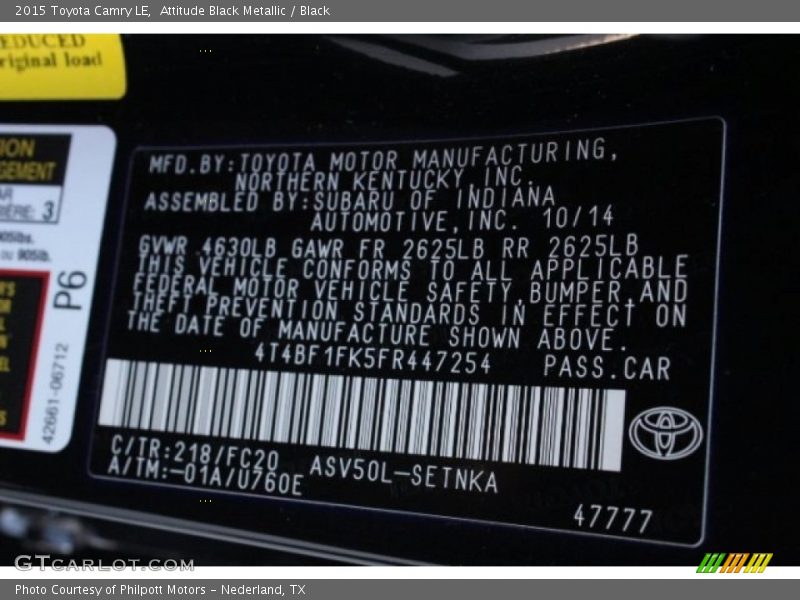 Attitude Black Metallic / Black 2015 Toyota Camry LE