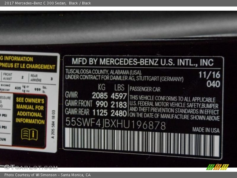 Black / Black 2017 Mercedes-Benz C 300 Sedan