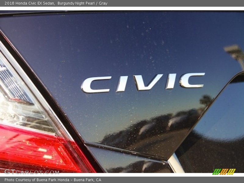 Burgundy Night Pearl / Gray 2018 Honda Civic EX Sedan