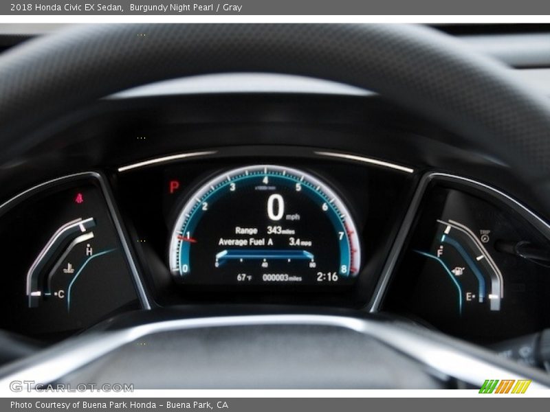 Burgundy Night Pearl / Gray 2018 Honda Civic EX Sedan