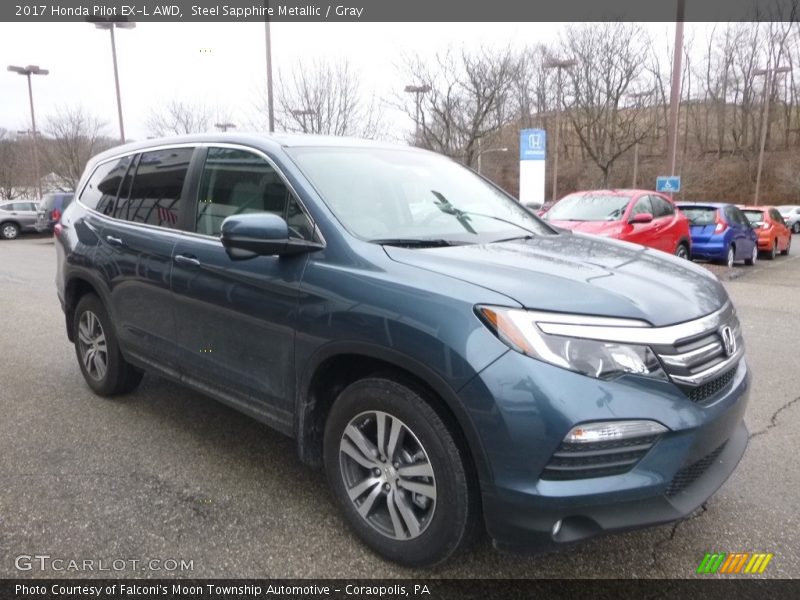 Steel Sapphire Metallic / Gray 2017 Honda Pilot EX-L AWD