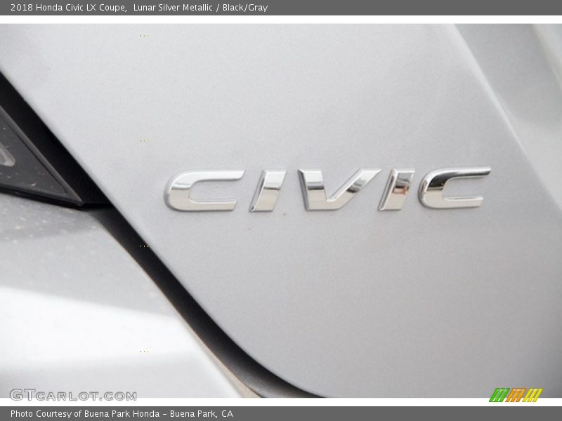 Lunar Silver Metallic / Black/Gray 2018 Honda Civic LX Coupe