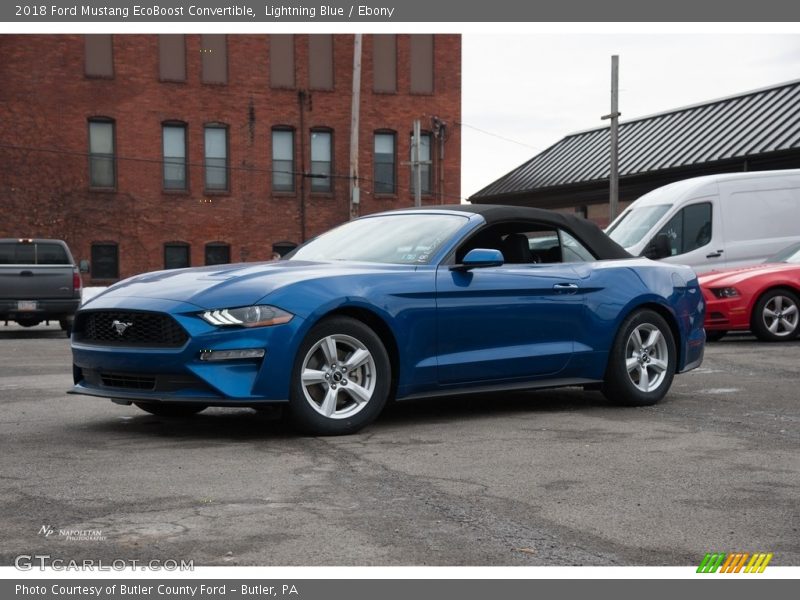 Lightning Blue / Ebony 2018 Ford Mustang EcoBoost Convertible