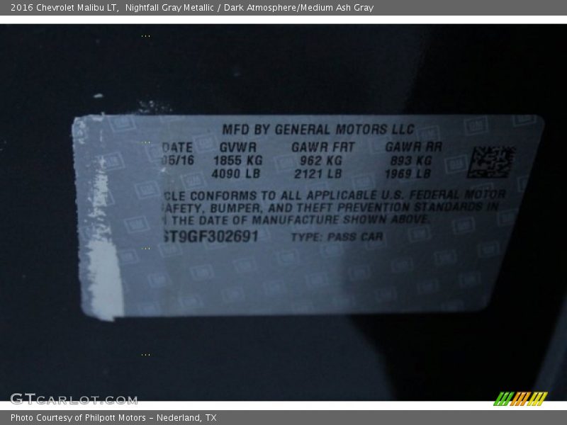 Nightfall Gray Metallic / Dark Atmosphere/Medium Ash Gray 2016 Chevrolet Malibu LT