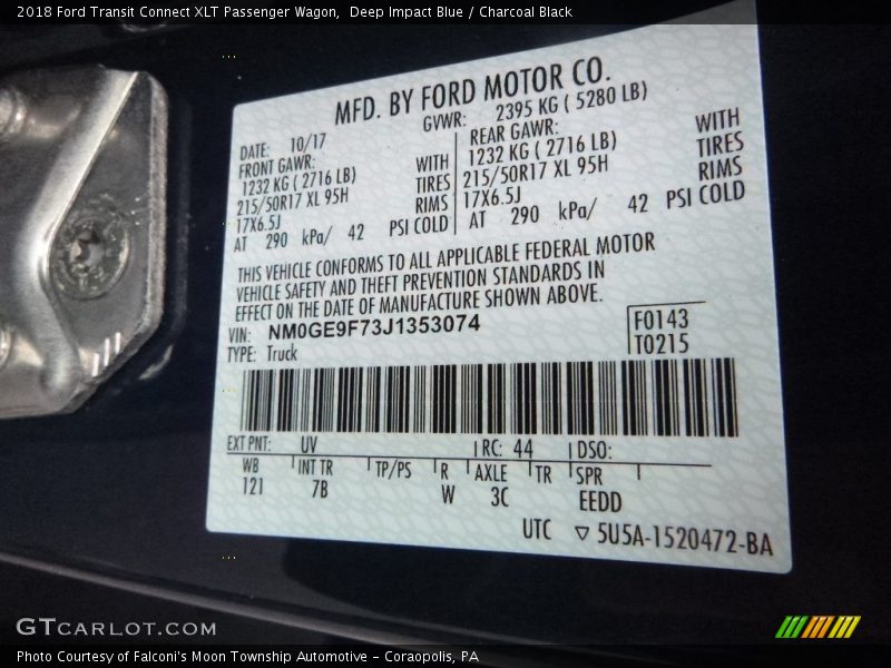 Deep Impact Blue / Charcoal Black 2018 Ford Transit Connect XLT Passenger Wagon