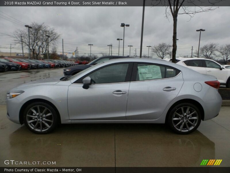 Sonic Silver Metallic / Black 2018 Mazda MAZDA3 Grand Touring 4 Door