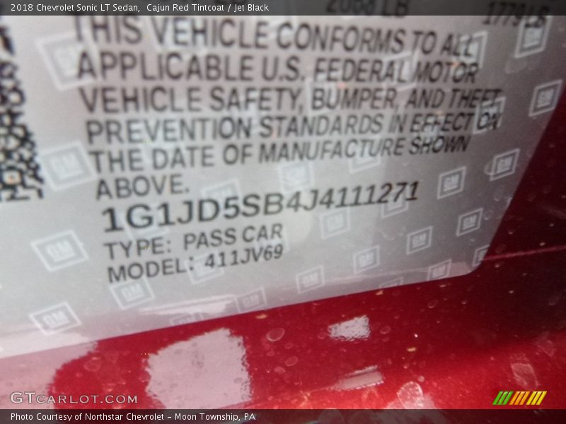 Cajun Red Tintcoat / Jet Black 2018 Chevrolet Sonic LT Sedan