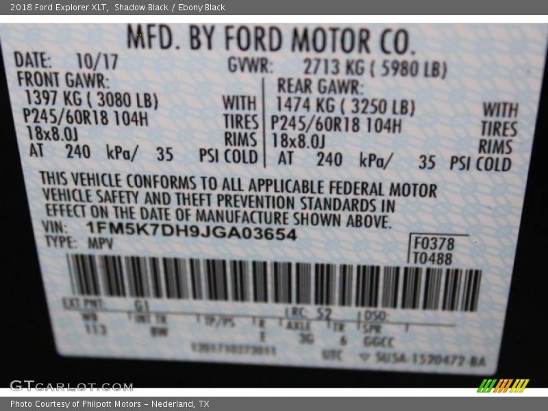 Shadow Black / Ebony Black 2018 Ford Explorer XLT