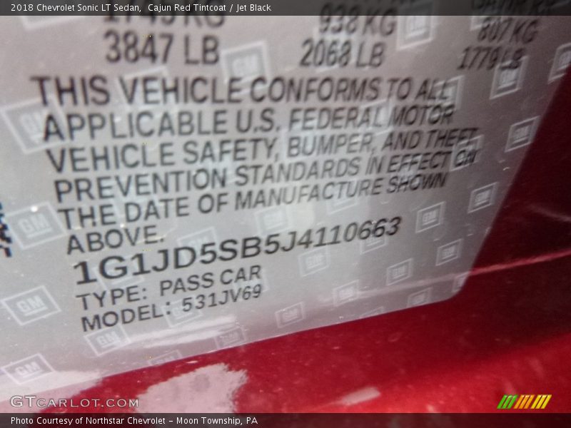 Cajun Red Tintcoat / Jet Black 2018 Chevrolet Sonic LT Sedan