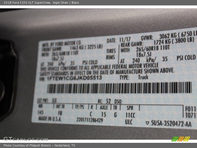 Ingot Silver / Black 2018 Ford F150 XLT SuperCrew