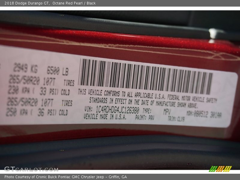 Octane Red Pearl / Black 2018 Dodge Durango GT