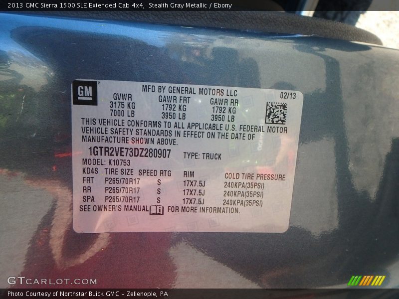 Stealth Gray Metallic / Ebony 2013 GMC Sierra 1500 SLE Extended Cab 4x4