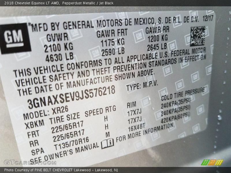 Pepperdust Metallic / Jet Black 2018 Chevrolet Equinox LT AWD