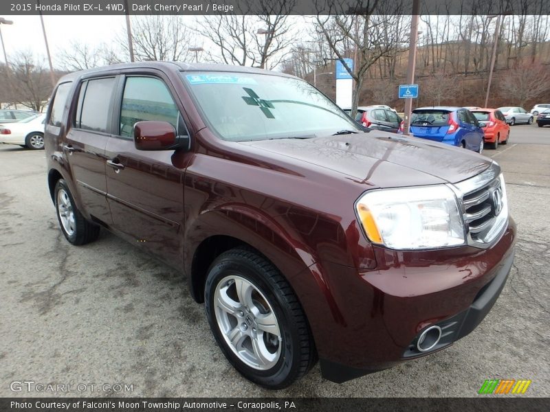 Dark Cherry Pearl / Beige 2015 Honda Pilot EX-L 4WD