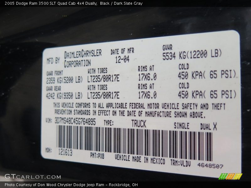 Black / Dark Slate Gray 2005 Dodge Ram 3500 SLT Quad Cab 4x4 Dually