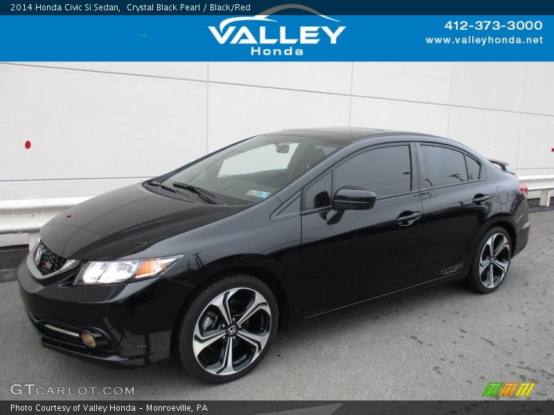 Crystal Black Pearl / Black/Red 2014 Honda Civic Si Sedan