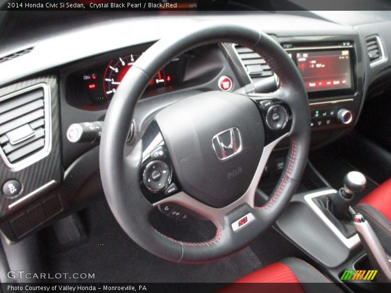 Crystal Black Pearl / Black/Red 2014 Honda Civic Si Sedan