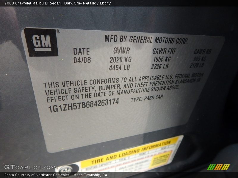 Dark Gray Metallic / Ebony 2008 Chevrolet Malibu LT Sedan