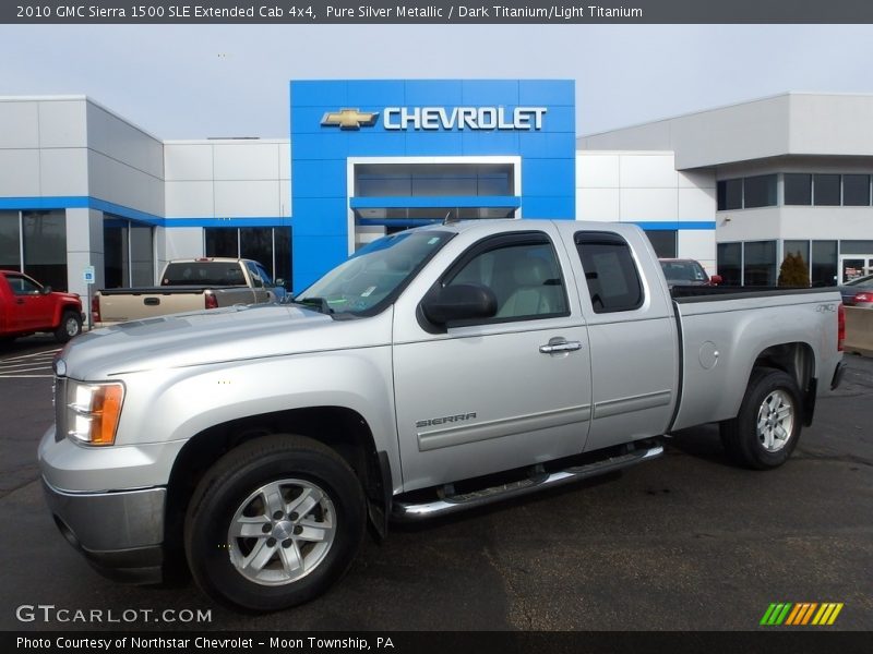 Pure Silver Metallic / Dark Titanium/Light Titanium 2010 GMC Sierra 1500 SLE Extended Cab 4x4