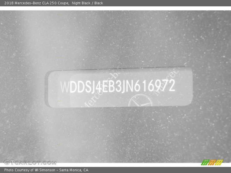 Night Black / Black 2018 Mercedes-Benz CLA 250 Coupe