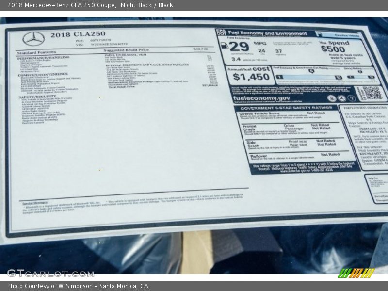 Night Black / Black 2018 Mercedes-Benz CLA 250 Coupe