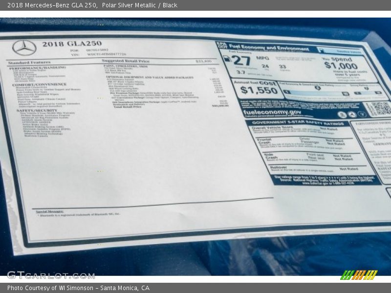 Polar Silver Metallic / Black 2018 Mercedes-Benz GLA 250