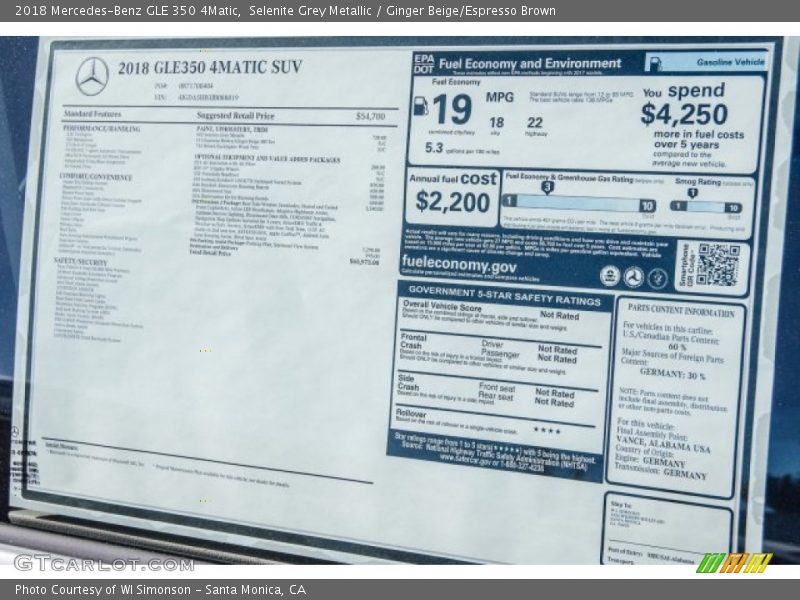 Selenite Grey Metallic / Ginger Beige/Espresso Brown 2018 Mercedes-Benz GLE 350 4Matic