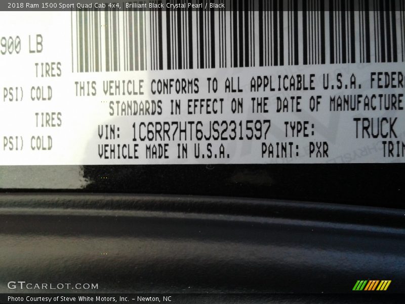 Brilliant Black Crystal Pearl / Black 2018 Ram 1500 Sport Quad Cab 4x4