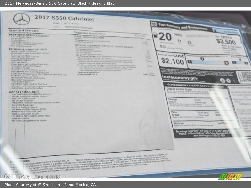 Black / designo Black 2017 Mercedes-Benz S 550 Cabriolet