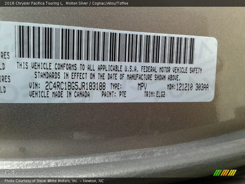 Molten Silver / Cognac/Alloy/Toffee 2018 Chrysler Pacifica Touring L