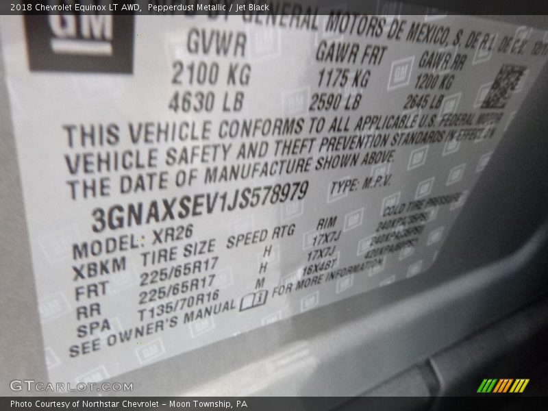 Pepperdust Metallic / Jet Black 2018 Chevrolet Equinox LT AWD