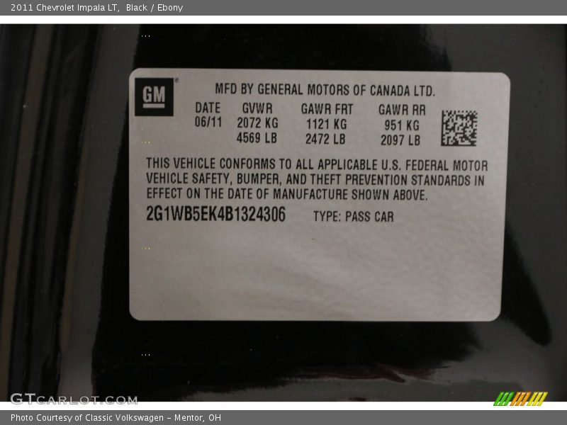 Black / Ebony 2011 Chevrolet Impala LT