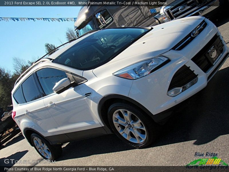 White Platinum Metallic Tri-Coat / Medium Light Stone 2013 Ford Escape SEL 2.0L EcoBoost 4WD