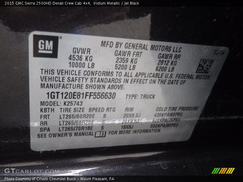 Iridium Metallic / Jet Black 2015 GMC Sierra 2500HD Denali Crew Cab 4x4