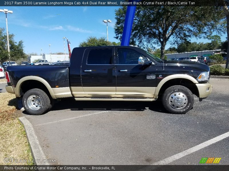 Brilliant Black Crystal Pearl / Black/Cattle Tan 2017 Ram 3500 Laramie Longhorn Mega Cab 4x4 Dual Rear Wheel