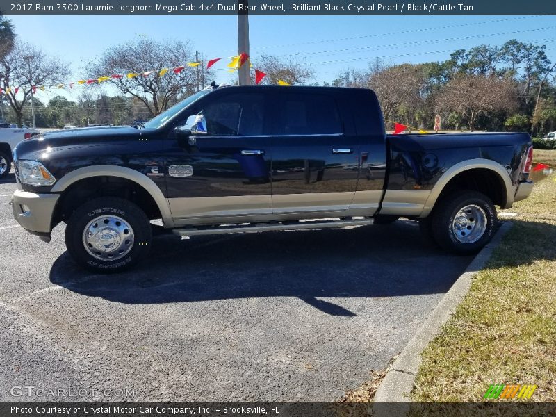 Brilliant Black Crystal Pearl / Black/Cattle Tan 2017 Ram 3500 Laramie Longhorn Mega Cab 4x4 Dual Rear Wheel