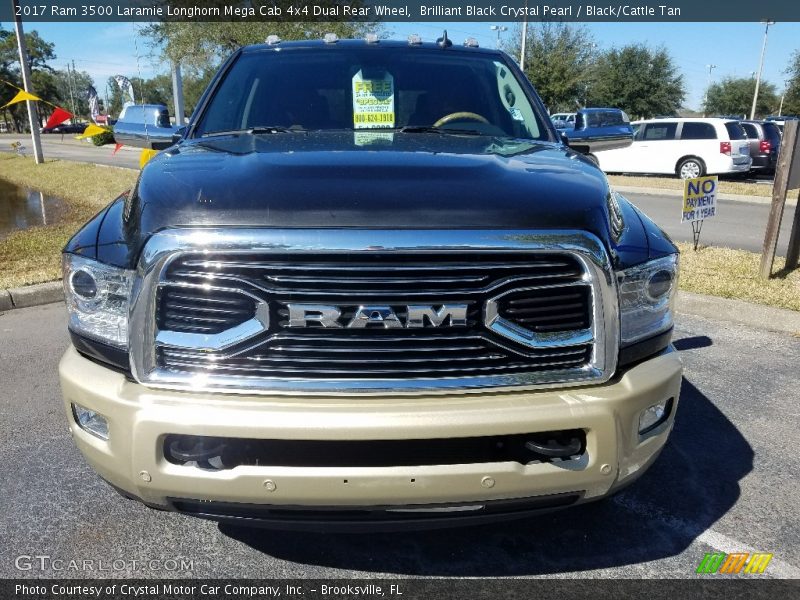 Brilliant Black Crystal Pearl / Black/Cattle Tan 2017 Ram 3500 Laramie Longhorn Mega Cab 4x4 Dual Rear Wheel