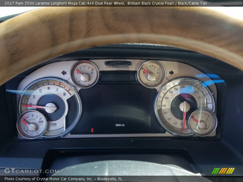 Brilliant Black Crystal Pearl / Black/Cattle Tan 2017 Ram 3500 Laramie Longhorn Mega Cab 4x4 Dual Rear Wheel