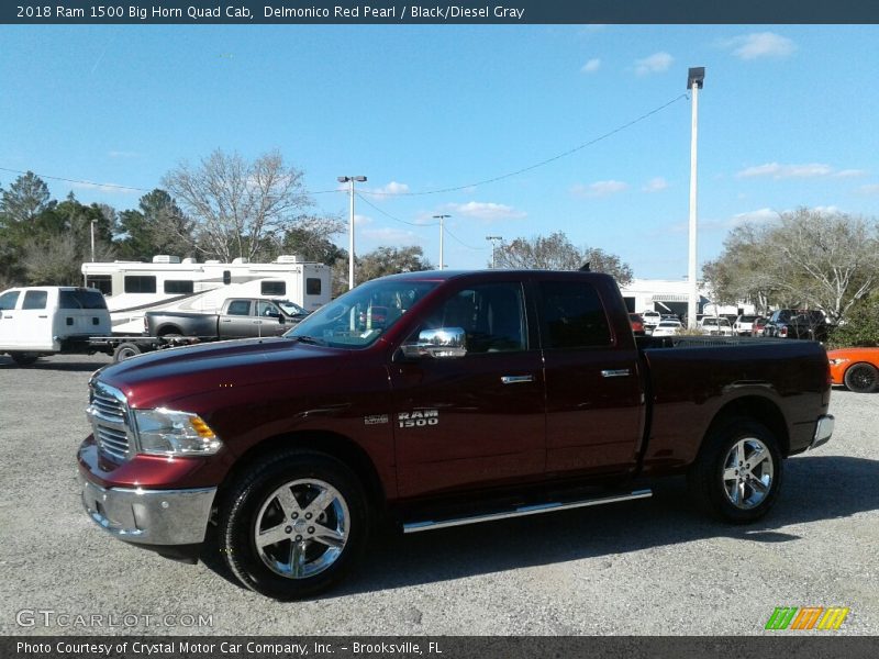 Delmonico Red Pearl / Black/Diesel Gray 2018 Ram 1500 Big Horn Quad Cab