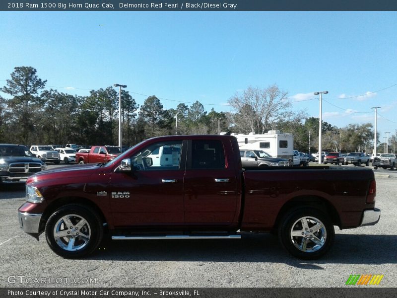 Delmonico Red Pearl / Black/Diesel Gray 2018 Ram 1500 Big Horn Quad Cab