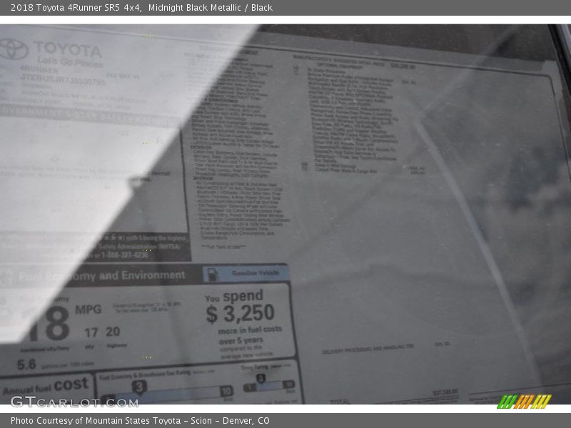 Midnight Black Metallic / Black 2018 Toyota 4Runner SR5 4x4