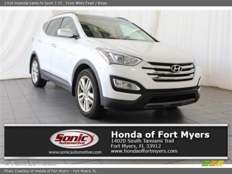 Frost White Pearl / Beige 2016 Hyundai Santa Fe Sport 2.0T