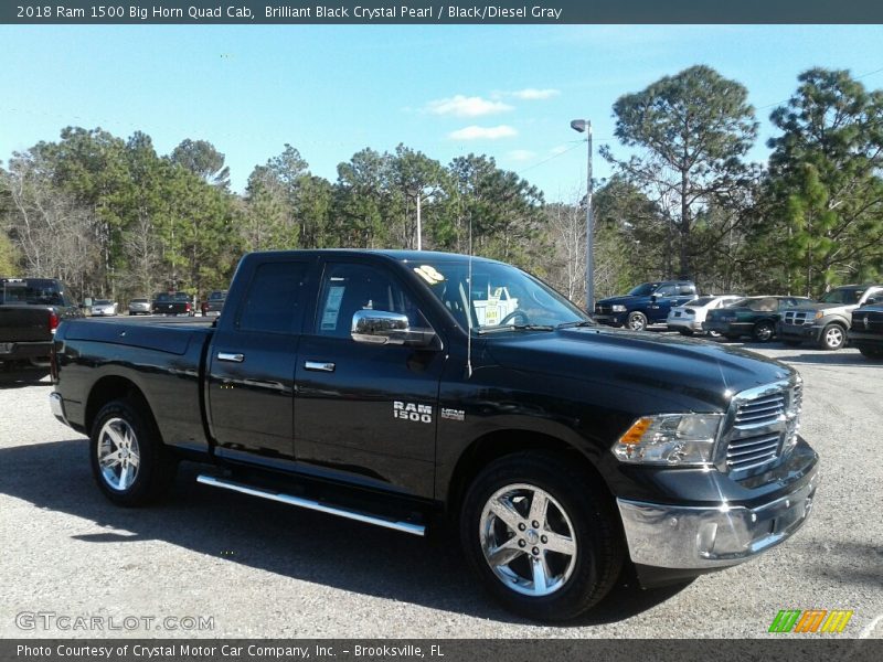 Brilliant Black Crystal Pearl / Black/Diesel Gray 2018 Ram 1500 Big Horn Quad Cab