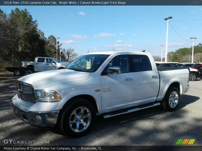 Bright White / Canyon Brown/Light Frost Beige 2018 Ram 1500 Laramie Crew Cab