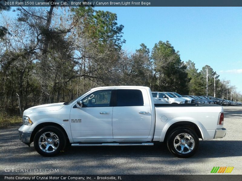 Bright White / Canyon Brown/Light Frost Beige 2018 Ram 1500 Laramie Crew Cab