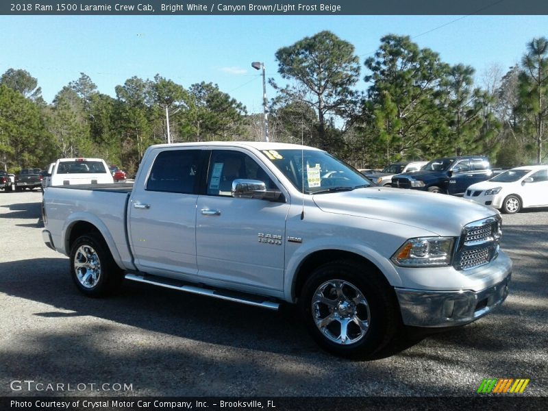 Bright White / Canyon Brown/Light Frost Beige 2018 Ram 1500 Laramie Crew Cab
